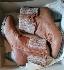 Hazel Wool Top Ankle Boots Pixie Vintage Heeled Tan Soft Leather