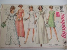 Vintage Sewing Pattern  Simplicity 7538.Misses' Wedding or Bridesmaids Dress 34"