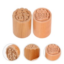 2Pcs Pastry Pattern Maker Wooden Cookie Stamp Manual Moon Cake Press