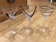 Three extra large wine champagne glasses black swirl and other patterns