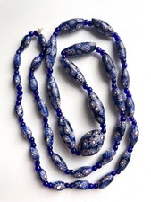 Long Vintage Venetian Millefiori Glass Bead Necklace