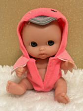 5" Berenguer Doll (preloved) Green Eyes Dressed in Pink Flamingo Outfit