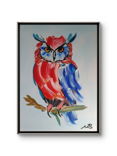 Multicolour owl 12x16 abstract - owl,