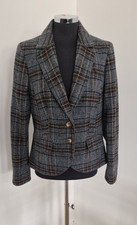 Boden grey tweed jacket size 16 pure Moon wool lined blue brown check READ