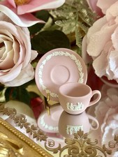 Wedgwood MINIATURE Teacup and Saucer Pink Jasperware