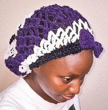 Crochet Snood Hair Net By Ilerigee Purple White And Black