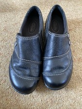 Comfortable Clarks Black Leather Shoes Size 6 1/2 Nurse teacher carer VGC