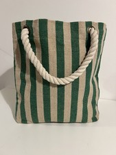 Jute Bag / Cotton Bag / Fabric Bag In Green And White Colour Brand New No Tags