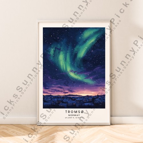 Tromso norway illustration art - tromso,
