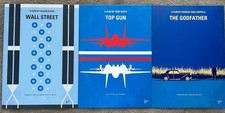 3 X Displate Movie Posters (No Magnets) Top Gun, Godfather And Wall Street