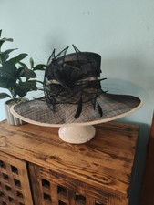Ladies Bridal Wedding Special Occasions race's Marks And Spencer Black Beige Hat