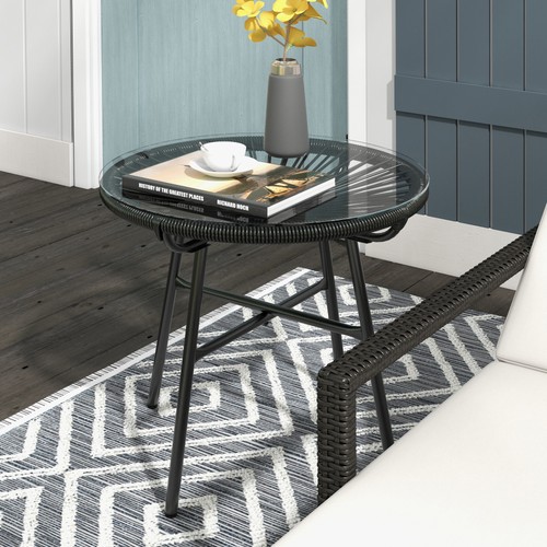 Round rattan side - side, table