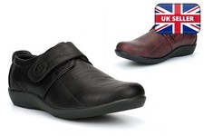 Womens Wide Fit Shoes Ladies Extra Wide Shoes Touch Fastening Black (EE Fitting)