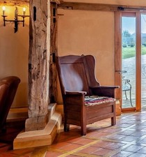 Lovely antique oak lambing chair armchair