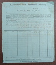 Lancashire & Yorkshire Railway Advice of Goods Document – Early 1900s