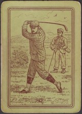 Playing Cards Single Card Old Antique Wide LINKS GOLF Art Picture MAN SWING SHOT