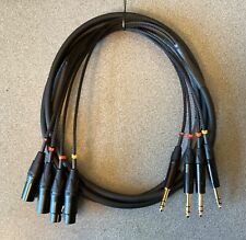 4 Way 1/4” TRS Jack to 2x Male + 2x Female XLR Loom 3m - Black & Gold Connectors