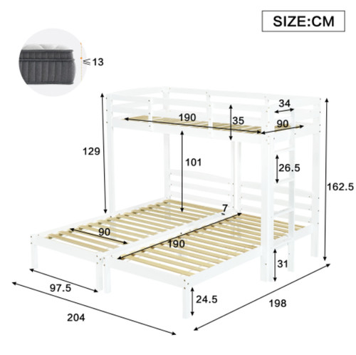Triple bunk beds - bunk, single