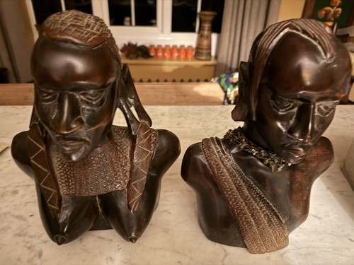 African ebony carved busts - , x2
