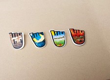RARE PIN BADGES, 4 X RARE POSSIBLY WALK TO SCHOOL  SMALL PLASTIC BADGES ? / USED