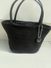 Gionni: Cute Black Woven Bucket Shaped Bag With Double Handles