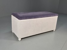 Vintage Lloyd Loom Style Ottoman Purple Velvet Padded Lid Retro EB10277 MWOO