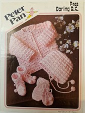 Copy Peter Pan Crochet Pattern 463 Babys Coat & Bonnet. bootees & mittens 18-22"