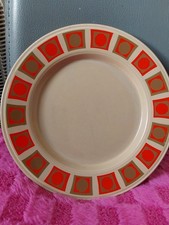 3X Staffordshire Pottery Kitchen Ware  Set Of Vintage C 1970 Plates  Brown & Red
