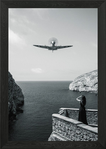 Spitfire over the sea - , framed