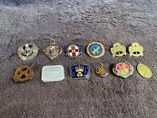 12 Vintage Antique Metal Brass Badges Regiments Ulster Guides Old Contemptables