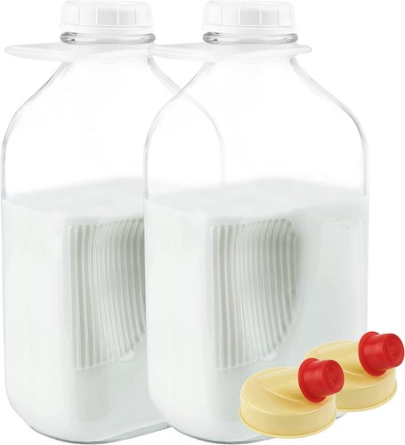 Glass milk bottle with - oz,