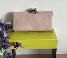 Ted Baker Solange Pink Pebbled Leather Twisted Crystal Matinee Purse In Box