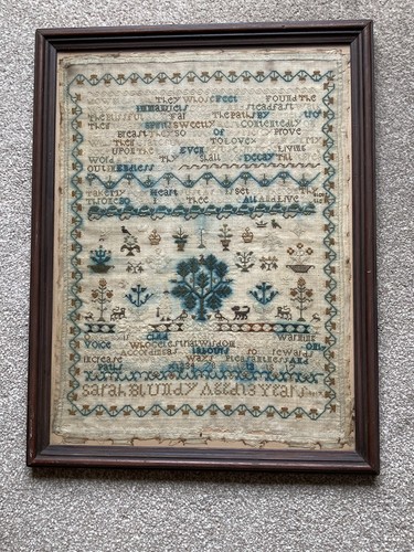 Antique embroidered sampler - embroidered,