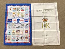 2 x Queen Elizabeth 11 Diamond Jubilee 1952-2012 Tea Towels Cotton New Unused