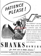 Original SHANK'S Motor Lawn Mowers ADVERT Small Vintage 1940s Print Ad 162/136