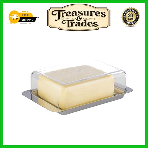 Stainless steel butter dish - steel,