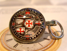 Masonic Pocket Watch Chain Fob Knights Templar Large Domed Fob