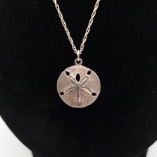 Sand Dollar Pendant Necklace Sterling Silver 48cm Rope Chain Vintage Jewellery 