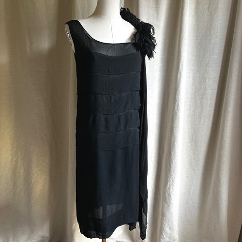 1920s 1930s black chiffon - 1920s–1930s,