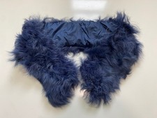 Navy Blue Real Fur Collar Scarf Hood Trim