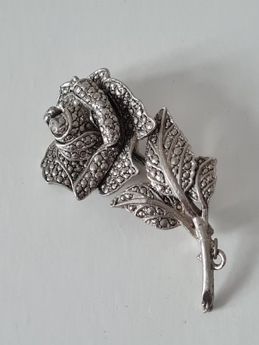 Vintage marcasite rose - marcasite, flower