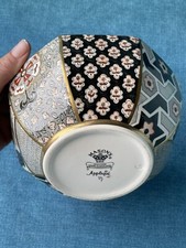  MASONS ENGLAND Ironstone Bowl PINK / BLACK Applique Octagonal Patchwork 16cm 