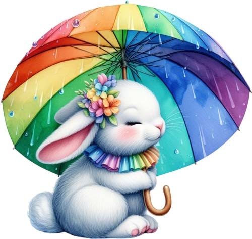 Easter bunny rainbow umbrella - easter,