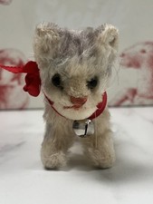 Steiff Vintage Tabby Cat Plush 8cm Mohair Glass Eyes Used