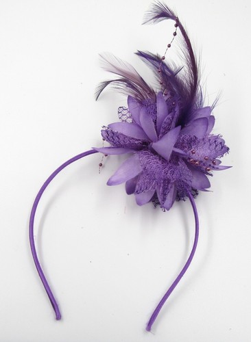 Flower feather hair fascinator - flower,