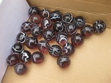 27 Glass Marbles~ Amethyst / Purple / Violet & White ~ Vintage? ~ 15mm