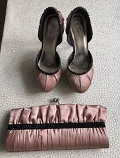 VT Collection Ladies High Heel Evening Shoes Size 4 Used With Matching Bag.