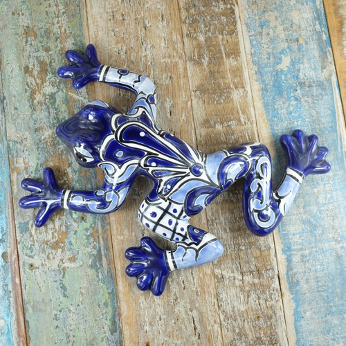 Mexican talavera wall frog - talavera,