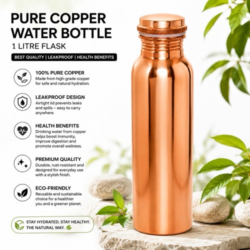 Pure copper water bottle - water, 1