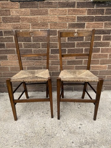 Pair antique oak rush - oak,